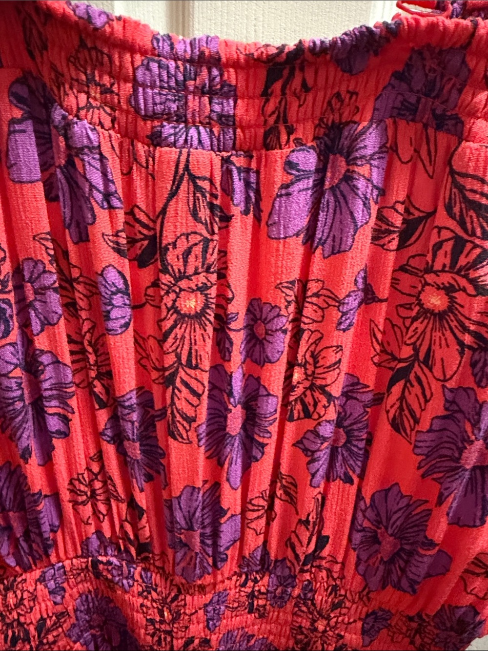 Wide Leg Jumpsuit Red with Purple Floral Print - Picture 9 of 9